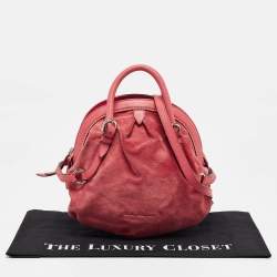 Salvatore Ferragamo Pink Suede and Leather Buckle Satchel  