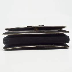 Pre Owned Salvatore Ferragamo Black/Gold Suede Ginny Shoulder Bag