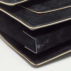 Pre Owned Salvatore Ferragamo Black/Gold Suede Ginny Shoulder Bag