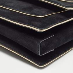 Pre Owned Salvatore Ferragamo Black/Gold Suede Ginny Shoulder Bag