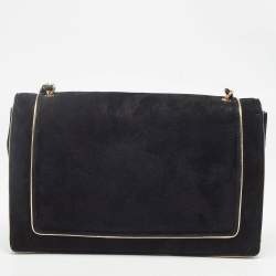 Pre Owned Salvatore Ferragamo Black/Gold Suede Ginny Shoulder Bag
