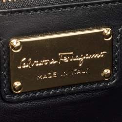Pre Owned Salvatore Ferragamo Black/Gold Suede Ginny Shoulder Bag