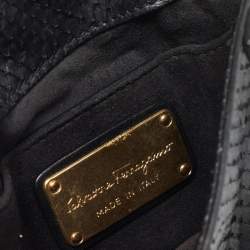 Pre Owned Salvatore Ferragamo Black Python Mini Studded Sofia Top Handle Bag
