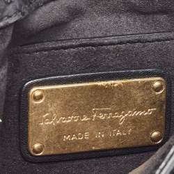 Pre Owned Salvatore Ferragamo Black Python Mini Studded Sofia Top Handle Bag