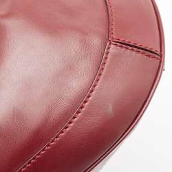 Pre Owned Salvatore Ferragamo Burgundy Pleated Leather Gancini Flap Hobo
