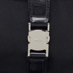 Salvatore Ferragamo Black Canvas and Leather Hobo