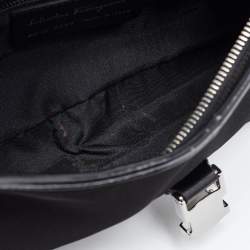 Salvatore Ferragamo Black Canvas and Leather Hobo