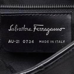 Salvatore Ferragamo Black Canvas and Leather Hobo