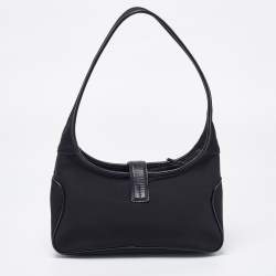 Salvatore Ferragamo Black Canvas and Leather Hobo