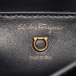 Pre Owned Salvatore Ferragamo Black Leather Margot Gancini Top Handle Bag