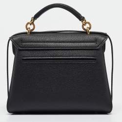 Pre Owned Salvatore Ferragamo Black Leather Margot Gancini Top Handle Bag