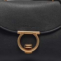 Pre Owned Salvatore Ferragamo Black Leather Margot Gancini Top Handle Bag