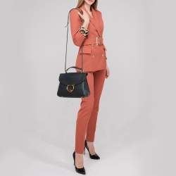 Pre Owned Salvatore Ferragamo Black Leather Margot Gancini Top Handle Bag