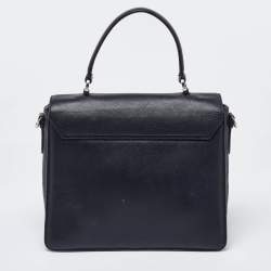 Pre Owned Salvatore Ferragamo Black Leather Katia Top Handle Bag