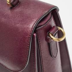 Pre Owned Salvatore Ferragamo Burgundy Leather Kelly Top Handle Bag