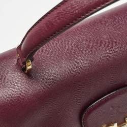 Pre Owned Salvatore Ferragamo Burgundy Leather Kelly Top Handle Bag