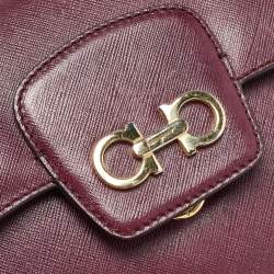 Pre Owned Salvatore Ferragamo Burgundy Leather Kelly Top Handle Bag