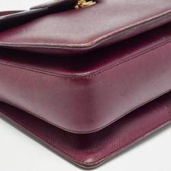 Pre Owned Salvatore Ferragamo Burgundy Leather Kelly Top Handle Bag
