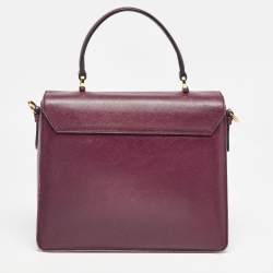 Pre Owned Salvatore Ferragamo Burgundy Leather Kelly Top Handle Bag