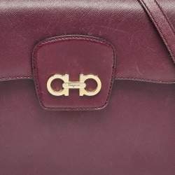 Pre Owned Salvatore Ferragamo Burgundy Leather Kelly Top Handle Bag