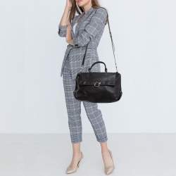 Pre Owned Salvatore Ferragamo Black Leather Large Sofia Top Handle Bag