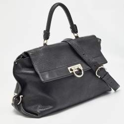 Pre Owned Salvatore Ferragamo Black Leather Large Sofia Top Handle Bag