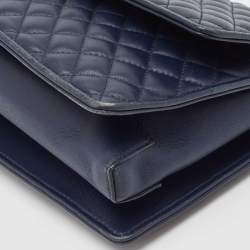 Pre Owned Salvatore Ferragamo Navy Blue Quilted Leather Vara Bow Chain Bag