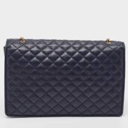 Pre Owned Salvatore Ferragamo Navy Blue Quilted Leather Vara Bow Chain Bag