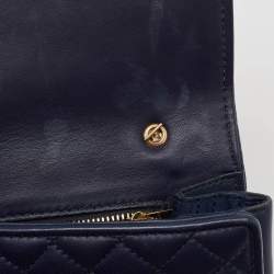 Pre Owned Salvatore Ferragamo Navy Blue Quilted Leather Vara Bow Chain Bag