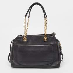 Pre Owned Salvatore Ferragamo Black Leather Aline Smooth Shoulder Bag