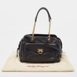 Pre Owned Salvatore Ferragamo Black Leather Aline Smooth Shoulder Bag