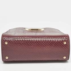 Pre Owned Salvatore Ferragamo Burgundy Snakeskin Thea Top Handle Bag