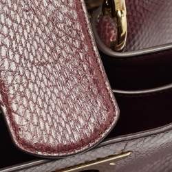 Pre Owned Salvatore Ferragamo Burgundy Snakeskin Thea Top Handle Bag