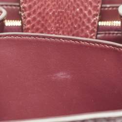 Pre Owned Salvatore Ferragamo Burgundy Snakeskin Thea Top Handle Bag