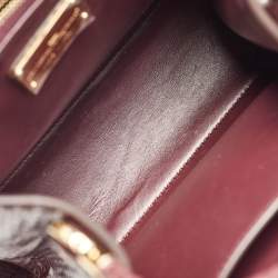 Pre Owned Salvatore Ferragamo Burgundy Snakeskin Thea Top Handle Bag