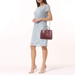 Pre Owned Salvatore Ferragamo Burgundy Snakeskin Thea Top Handle Bag