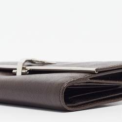 Pre Owned Salvatore Ferragamo Brown Leather Gancini Icona Continental Wallet