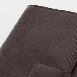 Pre Owned Salvatore Ferragamo Brown Leather Gancini Icona Continental Wallet