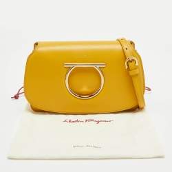 Pre Owned Salvatore Ferragamo Yellow Leather Vella Crossbody Bag