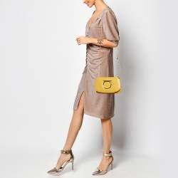 Pre Owned Salvatore Ferragamo Yellow Leather Vella Crossbody Bag