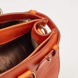 Pre Owned Salvatore Ferragamo Orange Leather Beky Tote