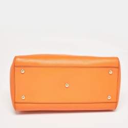 Pre Owned Salvatore Ferragamo Orange Leather Beky Tote