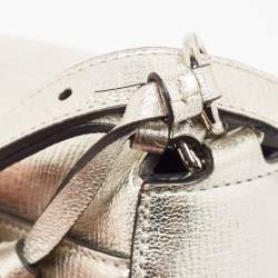 Pre Owned Salvatore Ferragamo Silver Leather Lock Charm Crossbody Bag