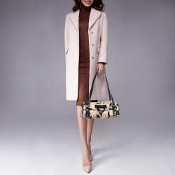 Pre Owned Salvatore Ferragamo Multicolor Printed Satin and Leather Gancini Flap Satchel