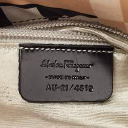 Pre Owned Salvatore Ferragamo Multicolor Printed Satin and Leather Gancini Flap Satchel