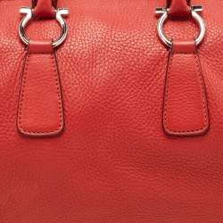Pre Owned Salvatore Ferragamo Red Leather Isabel Boston Bag