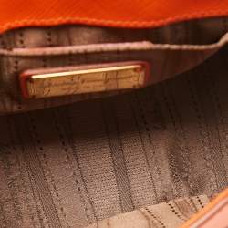 Pre Owned Salvatore Ferragamo Orange Leather Paris Crossbody Bag