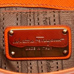 Pre Owned Salvatore Ferragamo Orange Leather Paris Crossbody Bag