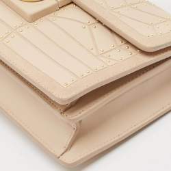 Pre Owned Salvatore Ferragamo Beige Leather and Suede Mini Studded Aileen Shoulder Bag