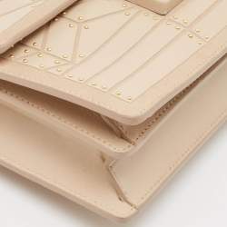 Pre Owned Salvatore Ferragamo Beige Leather and Suede Mini Studded Aileen Shoulder Bag